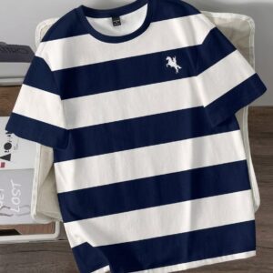 NAUTICAL Stripe Logo Tee - Navy & White 50% off
