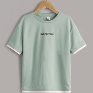 UNDERSTAND Minimal Graphic Double-Layer Tee - Sage Green 50% off