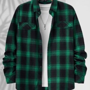 FOREST PLAID Oversized Flannel Shirt - Green & Black 50% off