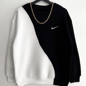 Colorblock Oversized Crewneck - Black & White 50% off