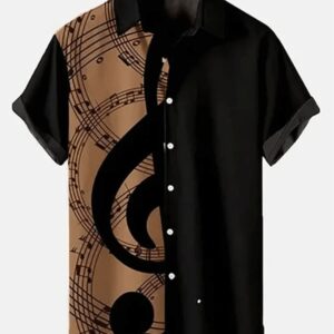 Music Elements Fashion Print Beach Short-sleeved Trendy Hawaiian Shirt