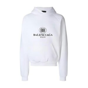 Balenciaga SS22 Logo Hoodie White Regular Fit