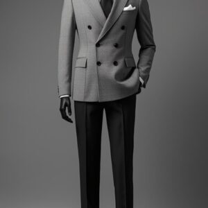 Classic Grey Double-Breasted Elegance